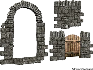 Ancient Stone Architecture Elements PNG Image