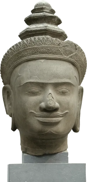 Ancient Vishnu Head Sculpture PNG Image