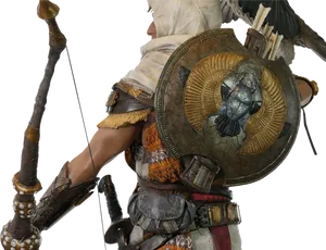 Ancient Warrior Archery Stance PNG Image