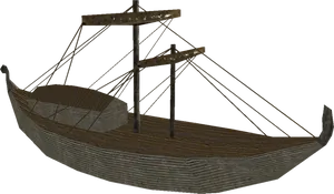 Ancient Wooden Ship Model PNG Image