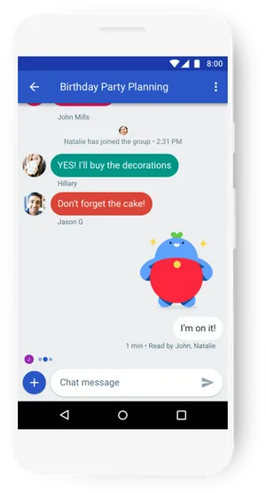 Android Chat App Birthday Party Planning PNG Image