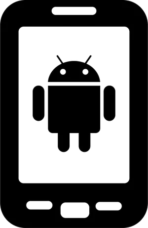 Android Logo Outlineon Phone Screen PNG Image