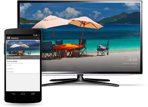 Android Phoneand T V Beach Backdrop PNG Image