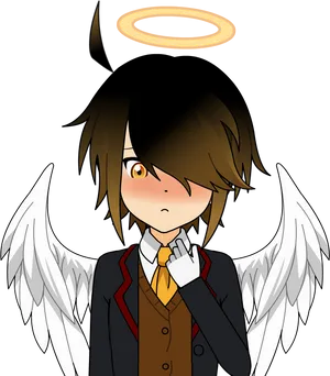 Angel Halo Anime Boy Artwork PNG Image