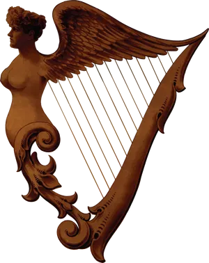 Angel Harp Artwork PNG Image