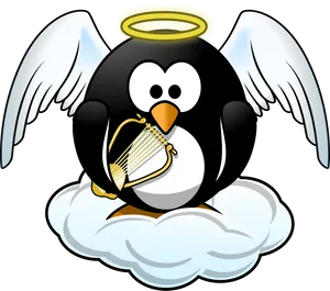 Angel Penguin Cartoon Illustration PNG Image