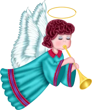 Angel Playing Trumpet Illustration PNG Image