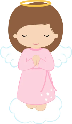 Angel Praying Cartoon Baptism Theme PNG Image