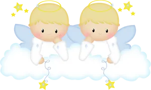 Angel Twins Baptism Celebration PNG Image