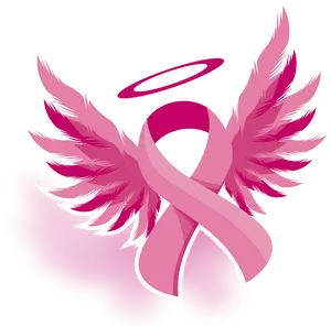 Angel Wings Breast Cancer Awareness Ribbon PNG Image