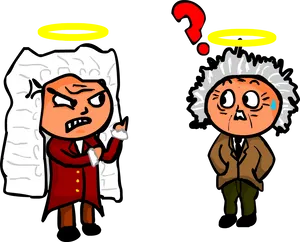 Angelic Dispute Cartoon Einstein PNG Image