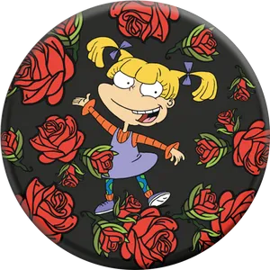 Angelica Pickles Rugrats Rose Pattern PNG Image