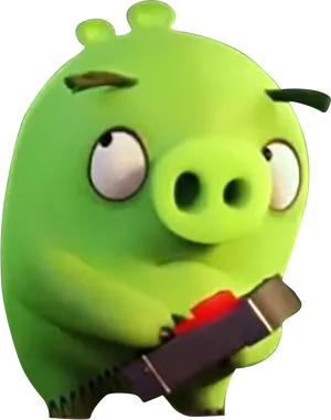 Angry Birds Green Pig With Weapon PNG Image