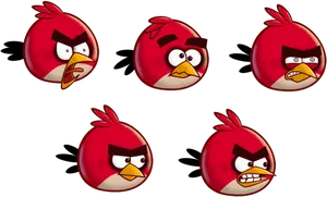 Angry Birds Red Character Expressions PNG Image