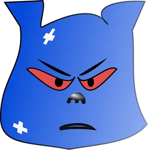 Angry Blue Cartoon Face PNG Image