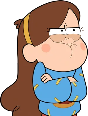 Angry Cartoon Girl Arms Crossed PNG Image