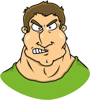 Angry Cartoon Man Green Shirt PNG Image