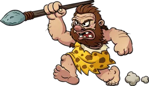 Angry Caveman Cartoon PNG Image