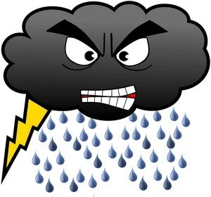 Angry Cloud Thunderstorm Cartoon PNG Image