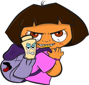 Angry Dora Cartoon Character PNG Image