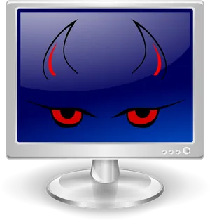 Angry Monitor Cartoon Character PNG Image
