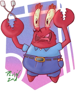 Angry Mr Krabs Illustration PNG Image