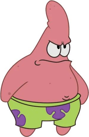 Angry Pink Starfish Cartoon Character PNG Image