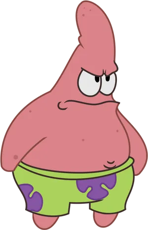 Angry Pink Starfish Cartoon Character PNG Image