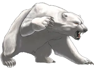 Angry Polar Bear Illustration PNG Image