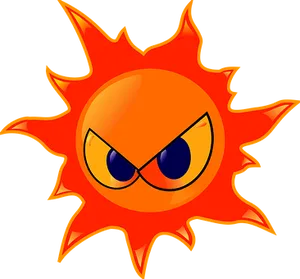 Angry Sun Cartoon Graphic PNG Image