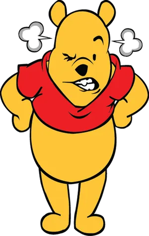 Angry Yellow Bear Cartoon PNG Image