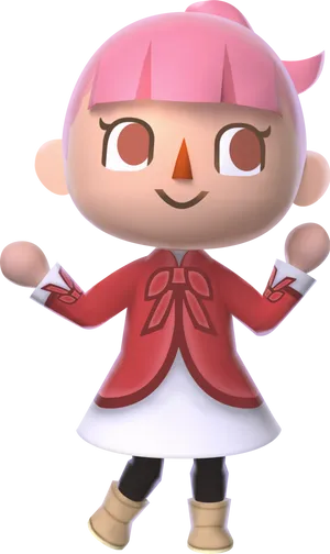 Animal Crossing Character Pink Hair PNG Image