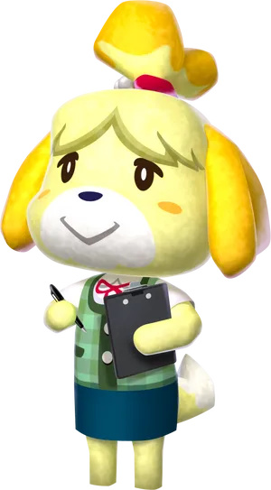 Animal Crossing Isabellewith Clipboard PNG Image