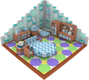 Animal Crossing Pixel Room Design PNG Image