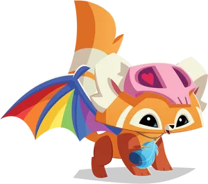 Animal_ Jam_ Rainbow_ Winged_ Fox PNG Image