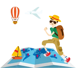 Animated Adventure Travel Concept PNG