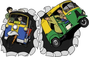 Animated Auto Rickshaw Race PNG Image