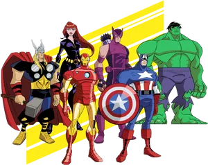 Animated Avengers Team PNG Image