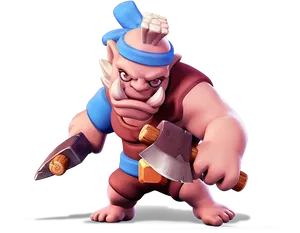 Animated Axe Wielding Character PNG Image