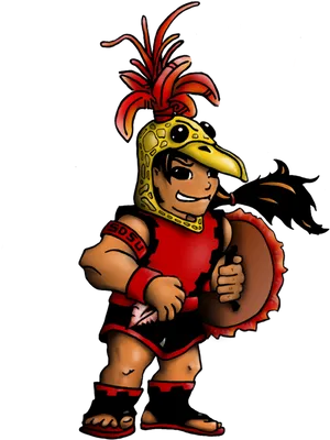 Animated Aztec Warrior Cartoon PNG Image