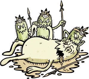 Animated Bacteria Tribe Hunting Cell PNG Image