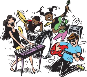 Animated Band Performance_ Concert Scene PNG Image