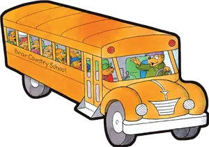 Animated Bear Country School Bus PNG Image