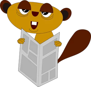 Animated Beaver Reading Newspaper PNG Image