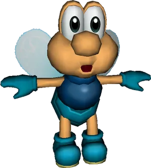 Animated Bee Character3 D Model PNG Image