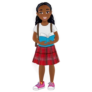 Animated Black Girl With Book Cartoon Png Jld PNG Image