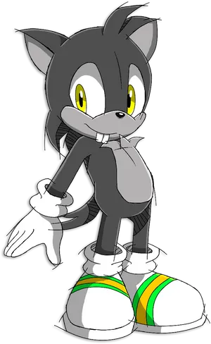 Animated Black Hedgehog Character PNG Image