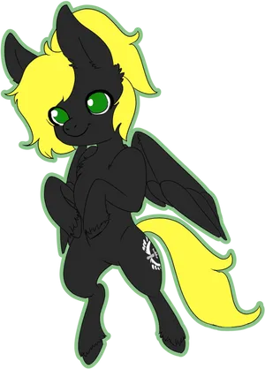 Animated Black Pegasuswith Yellow Mane PNG Image