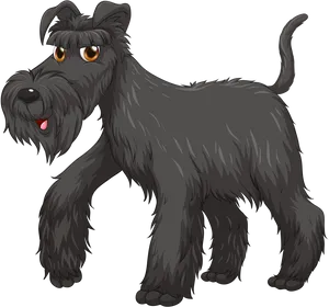 Animated Black Terrier Dog PNG Image