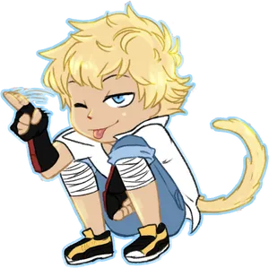 Animated Blond Character With Tailand Spark PNG Image